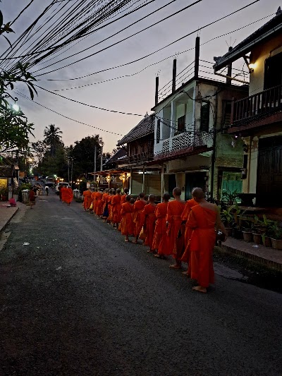 Alms giving ceremony view