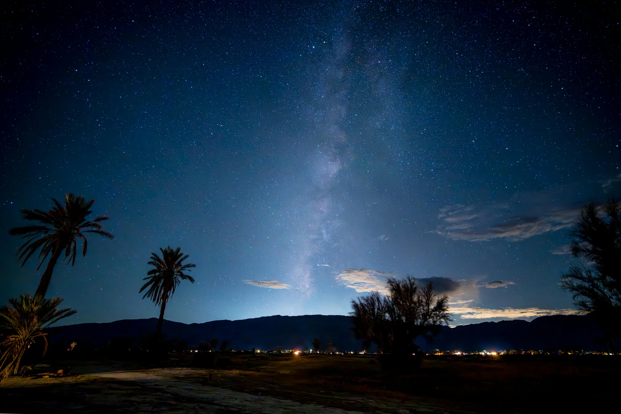 Sunset over the wide Anza-Borrego Desert landscape in California