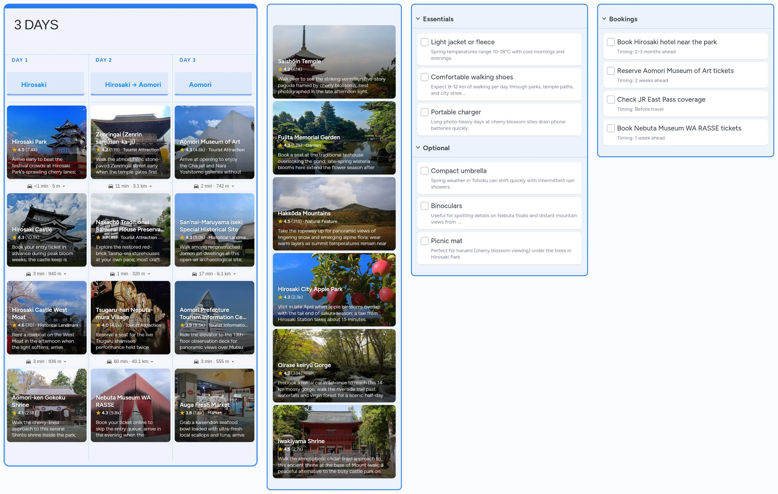 Aomori and Hirosaki template board preview