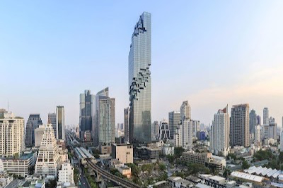 King Power Mahanakhon glass-floor SkyWalk overlooking the Bangkok skyline at sunset