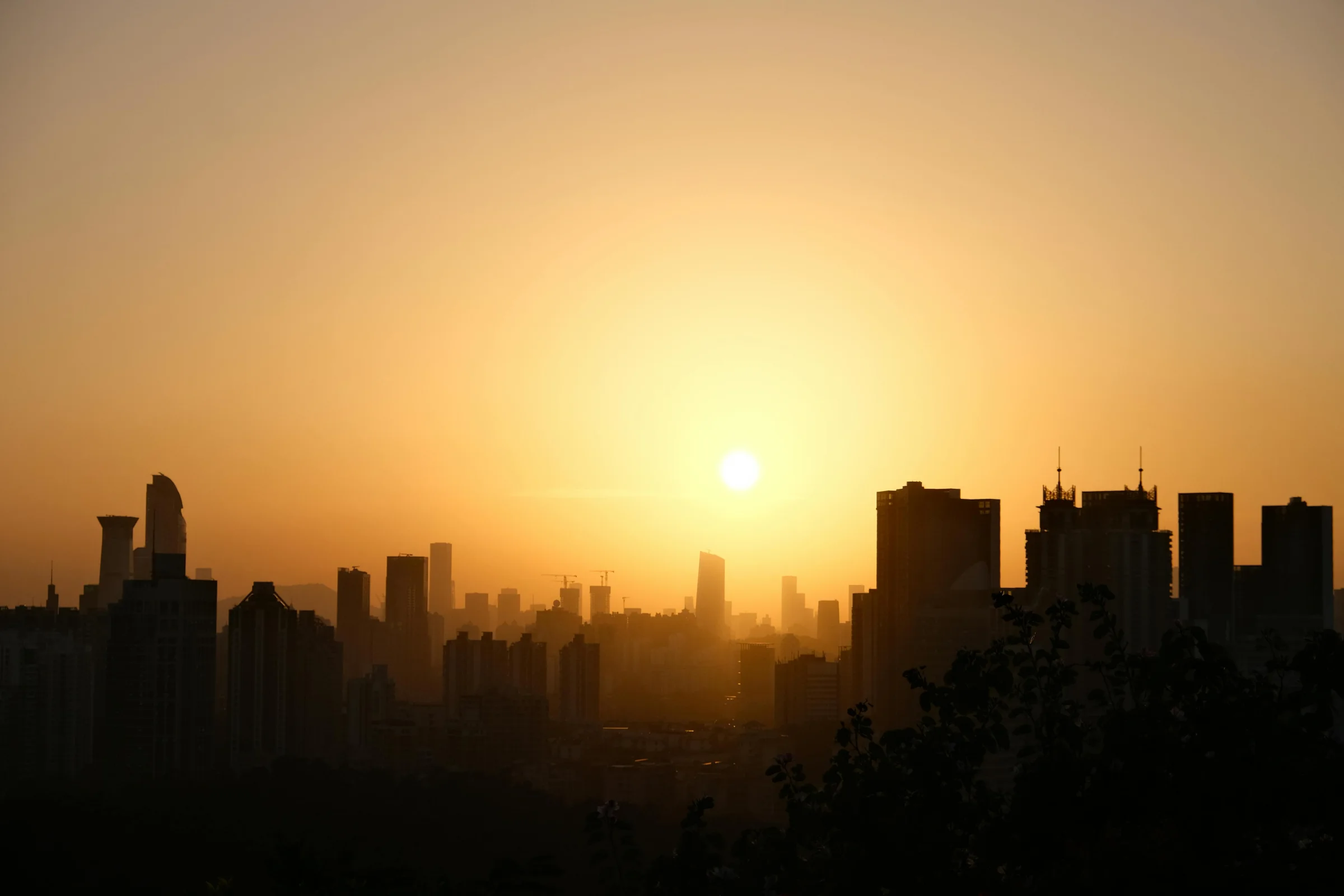City skyline and modern street scene in Baoding, Hebei, China