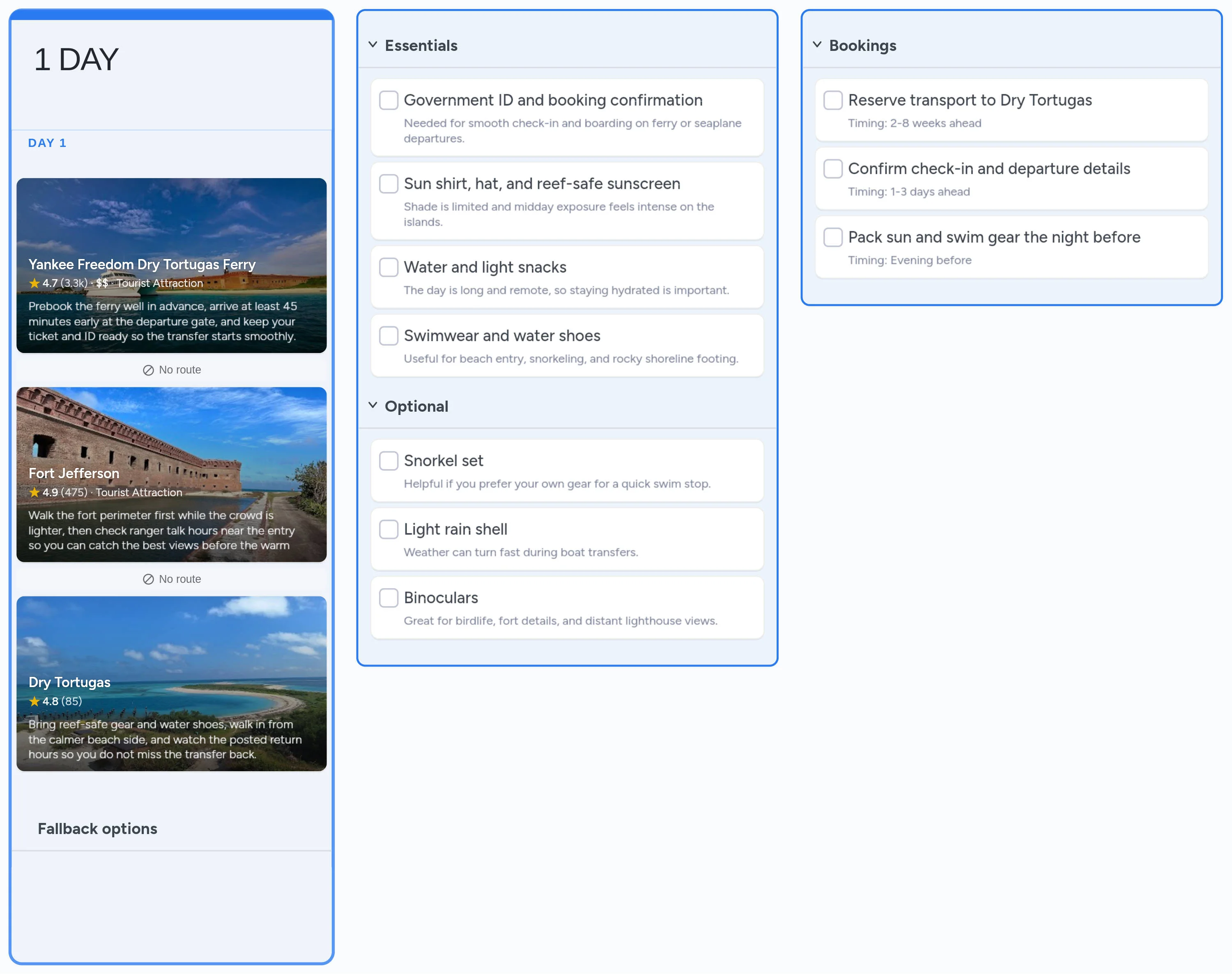 Dry Tortugas National Park template board preview