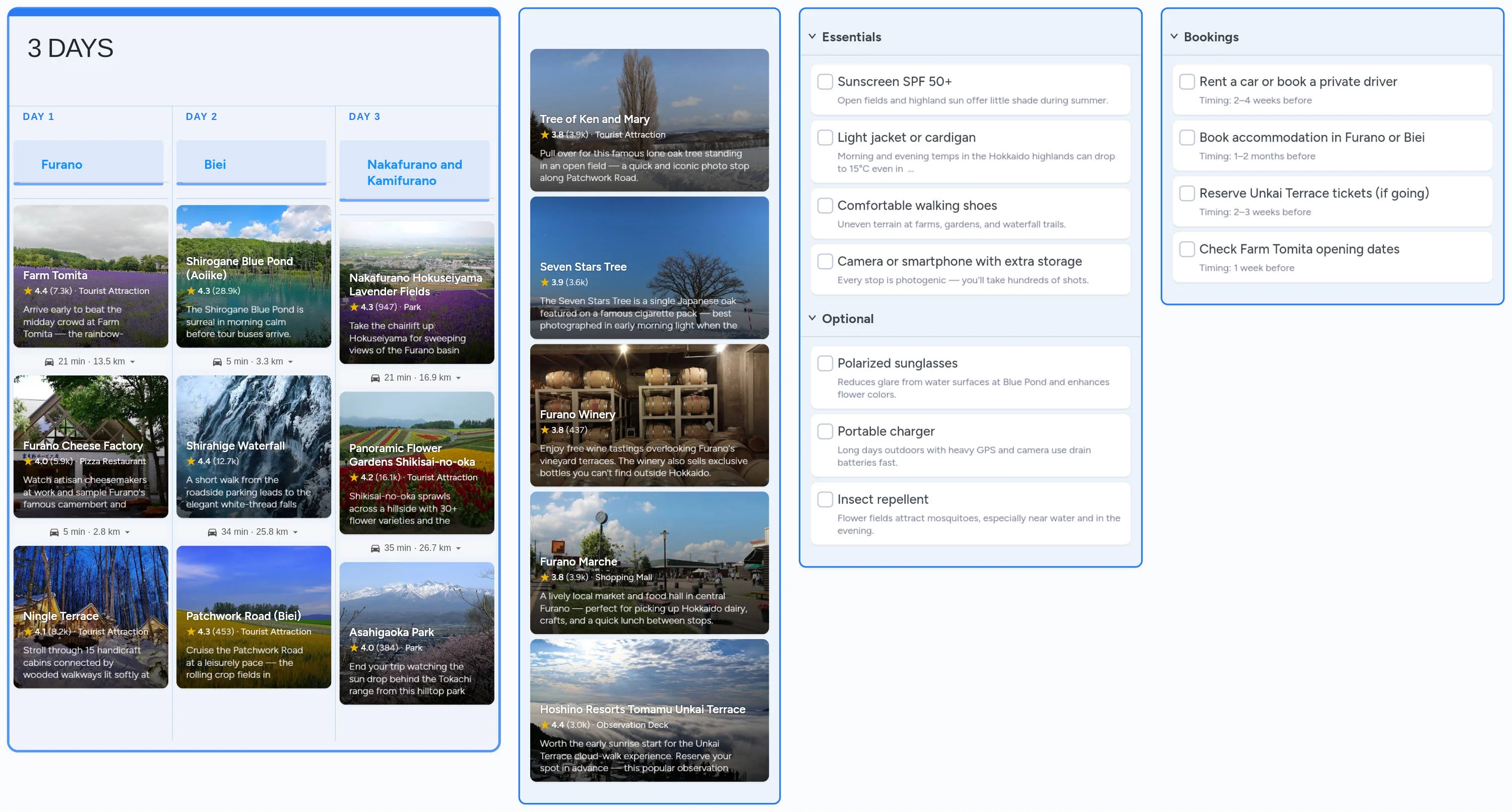 Furano and Biei template board preview