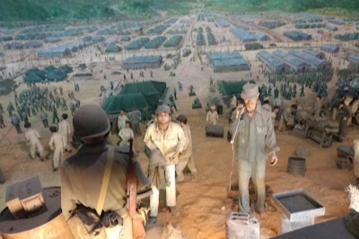 Geoje POW Camp Historic Park reconstructed barracks and exhibit halls at Korea's largest preserved POW camp