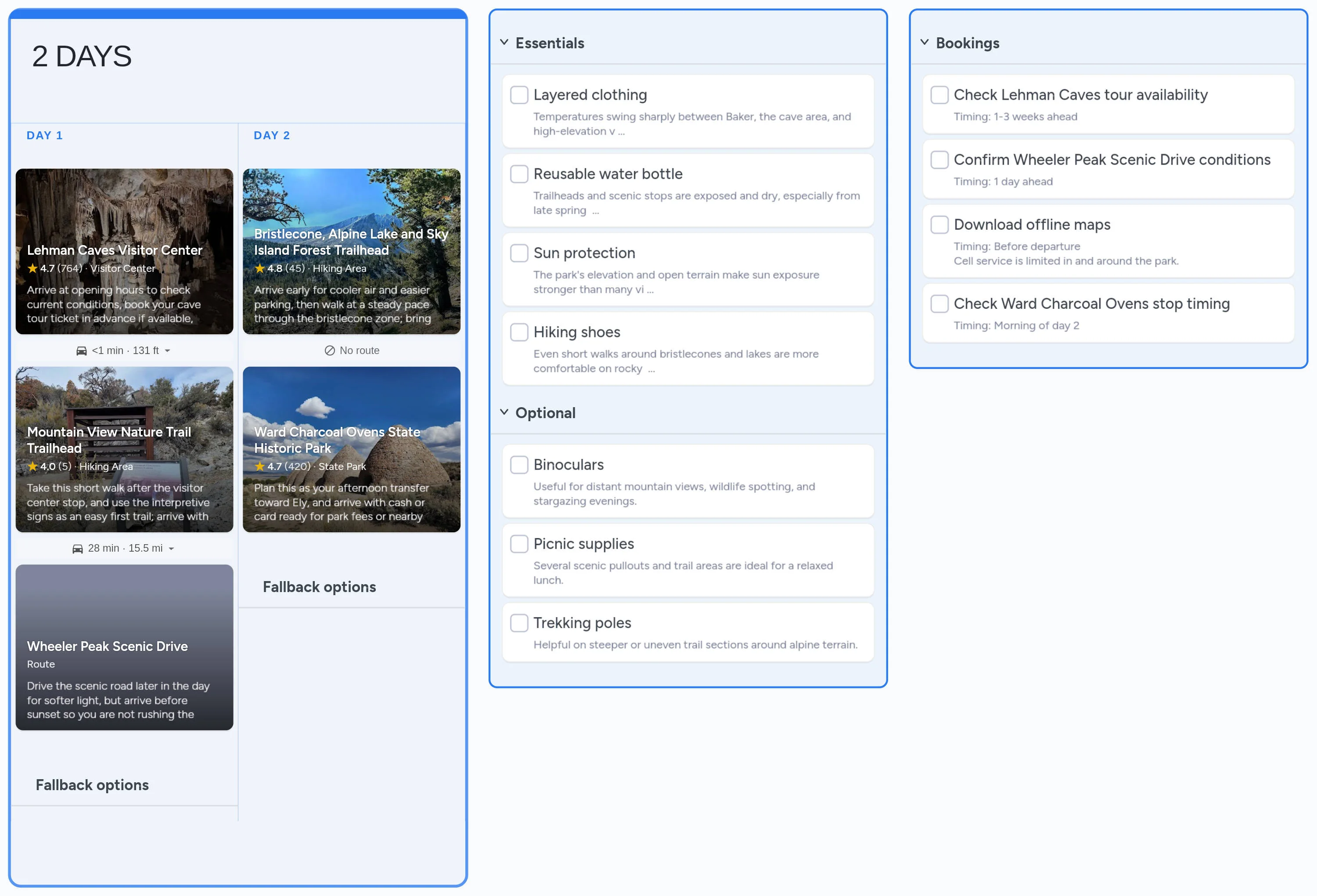 Great Basin National Park template board preview