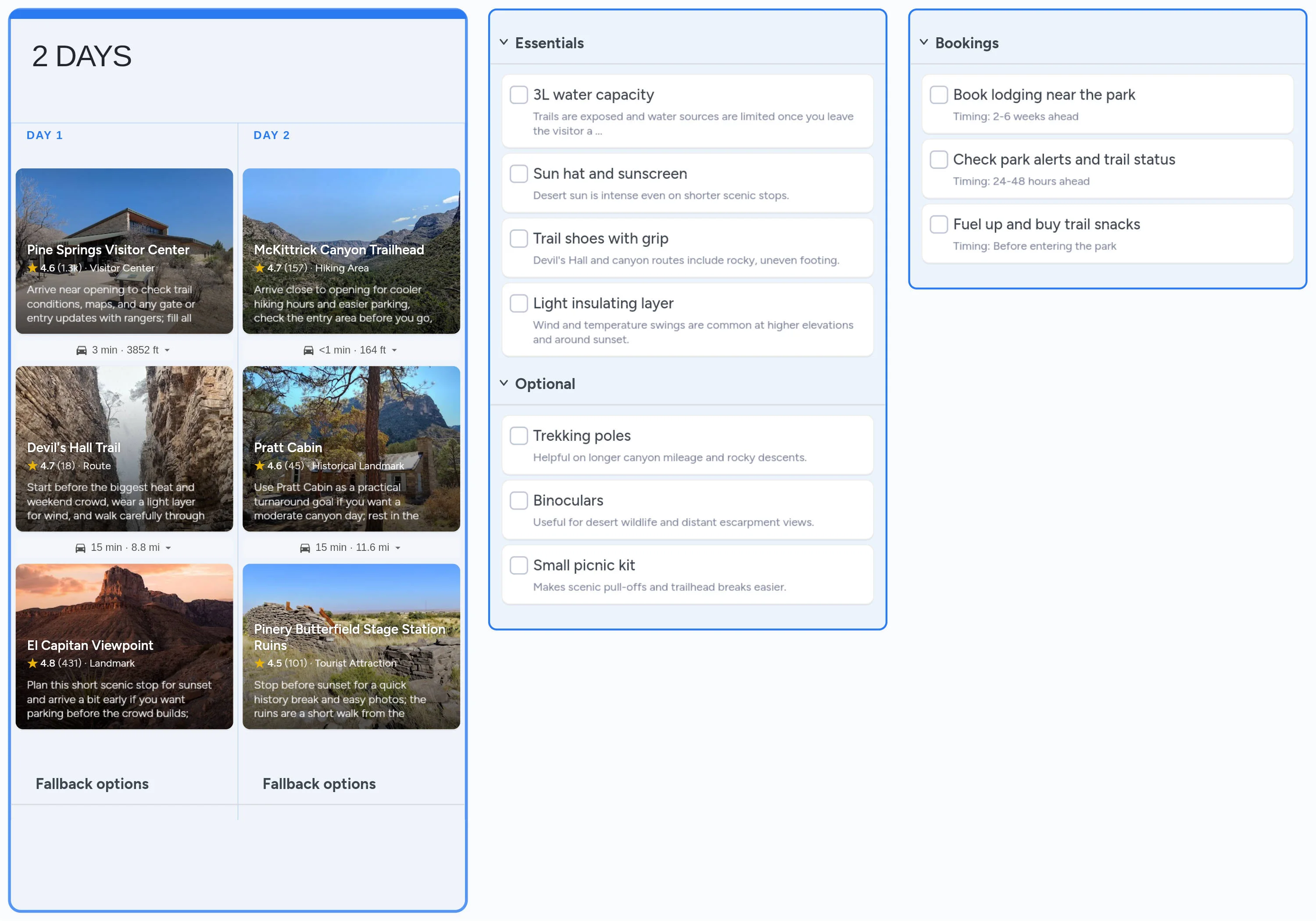 Guadalupe Mountains National Park template board preview
