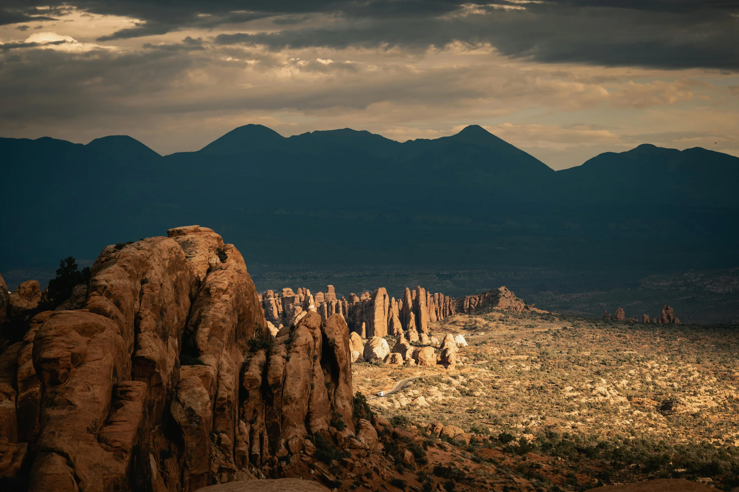 Sunrise over desert mountain peaks in Guadalupe Mountains National Park, Texas