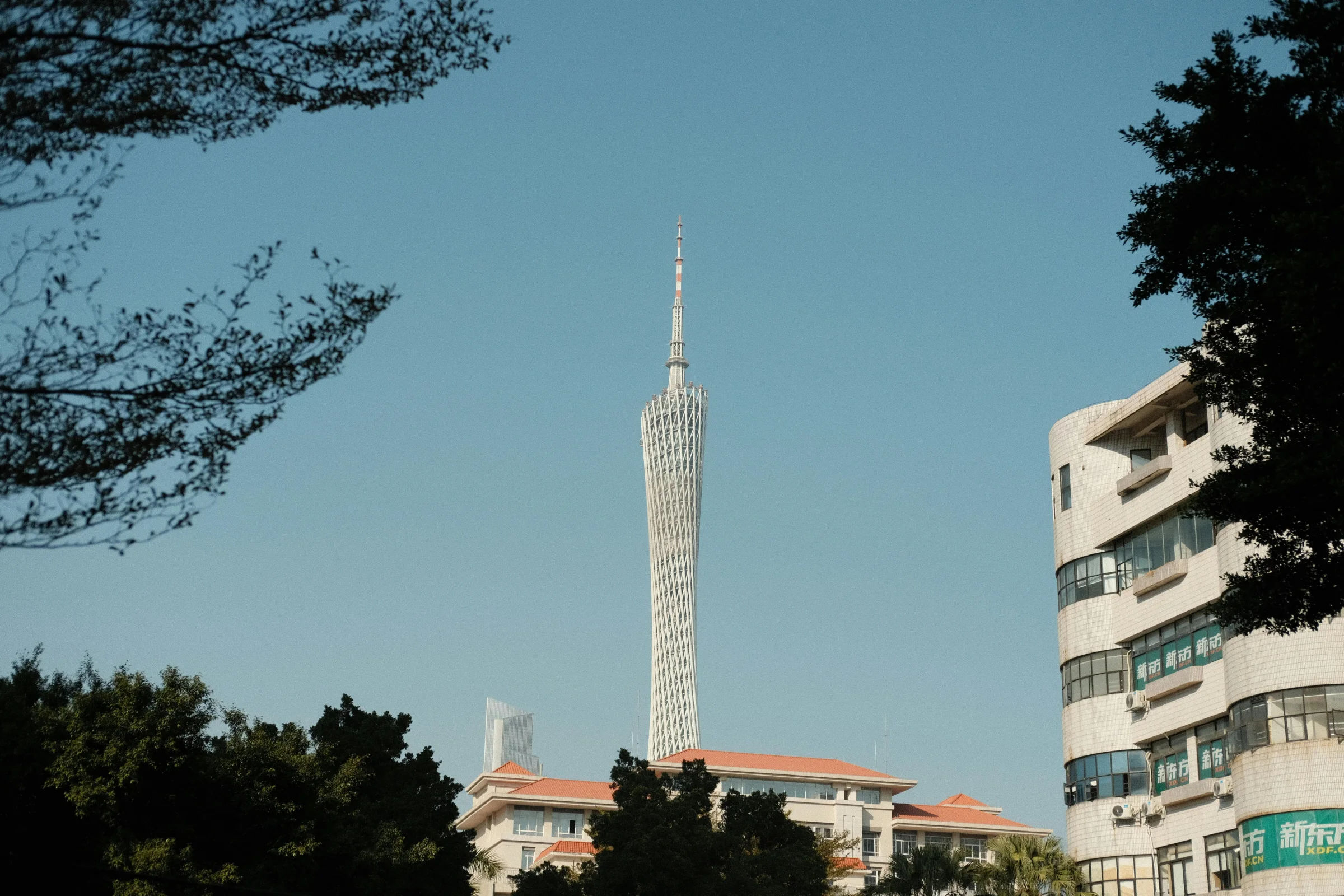 Night view of Guangzhou skyline with the Canton Tower and lights along the Pearl River