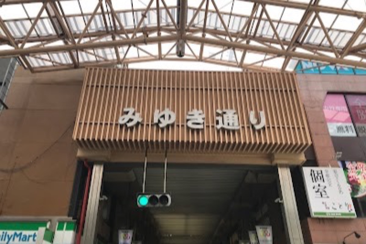 Miyuki Street covered shopping arcade in Himeji with local shops