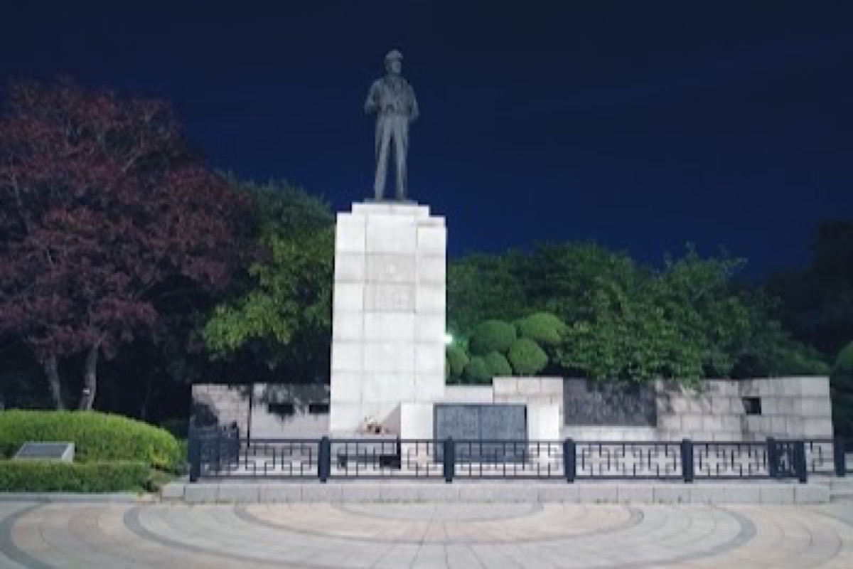 Jayu Park hilltop panoramic view over Incheon port and harbor from Freedom Park