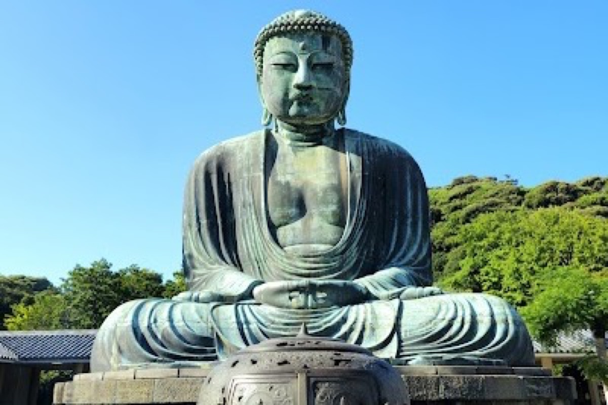 The 13-meter bronze Great Buddha at Kotokuin Temple in Kamakura
