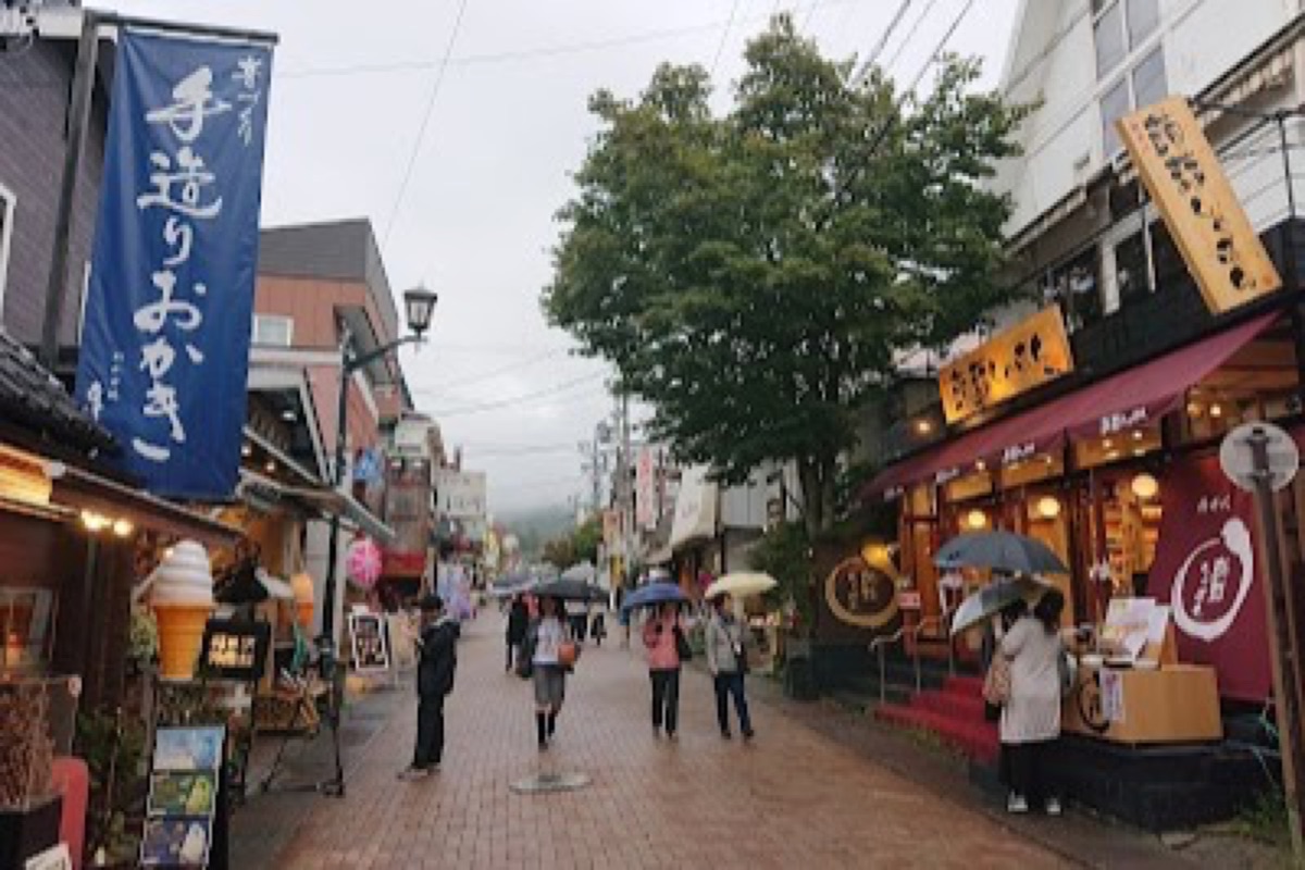 Cobblestone lanes of Old Karuizawa Ginza with boutique shops and cafes