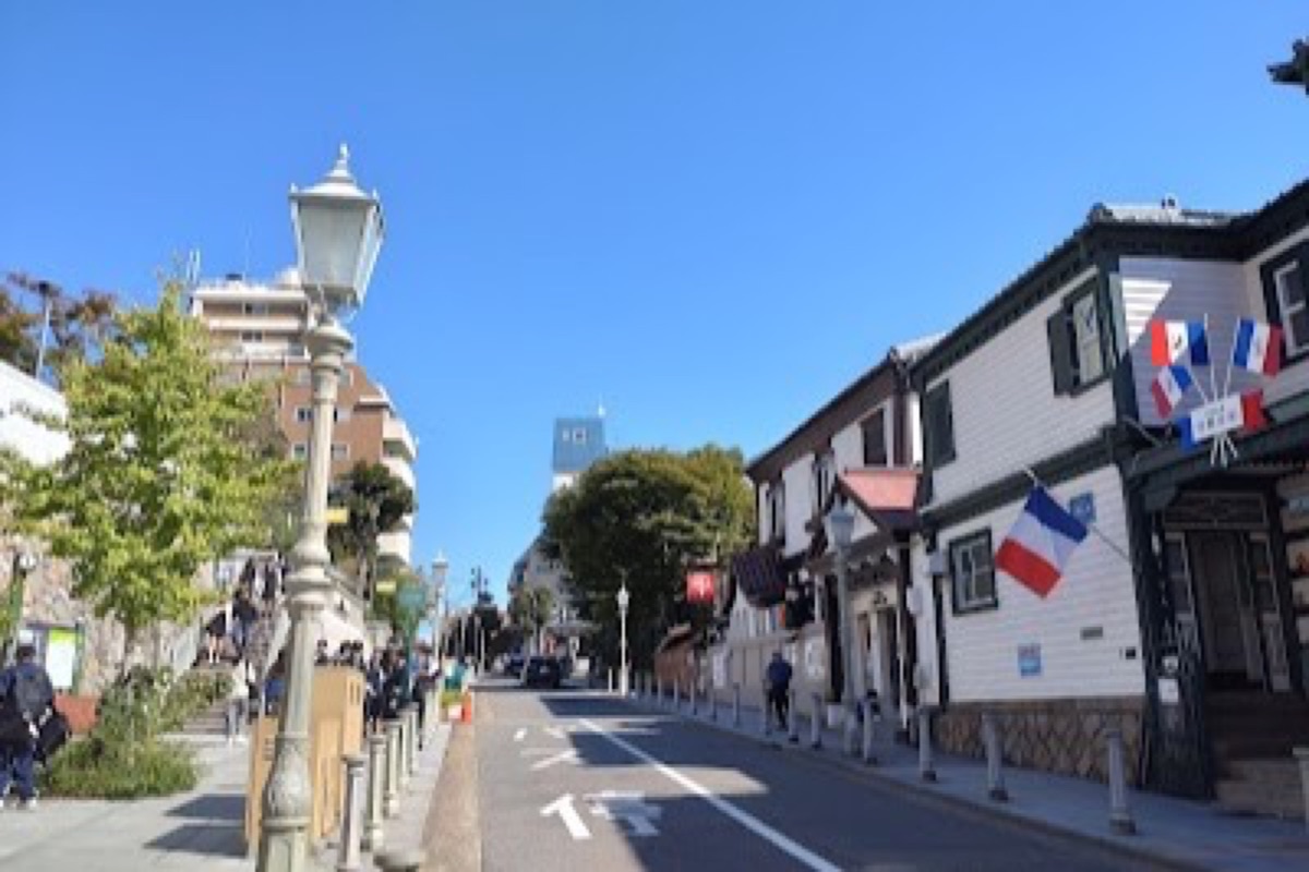 Kitano Ijinkan-gai historic Western-style houses along cobblestone streets in Kobe