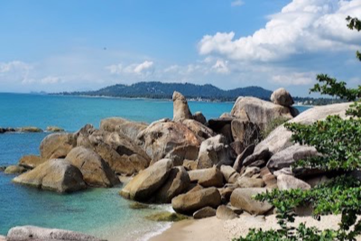 Hin Ta Hin Yai coastal rock formations on the Lamai shoreline at low tide