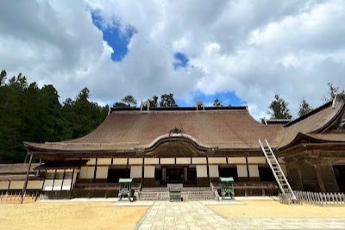 Kongobuji Temple rock garden with raked gravel and stone composition in Koyasan
