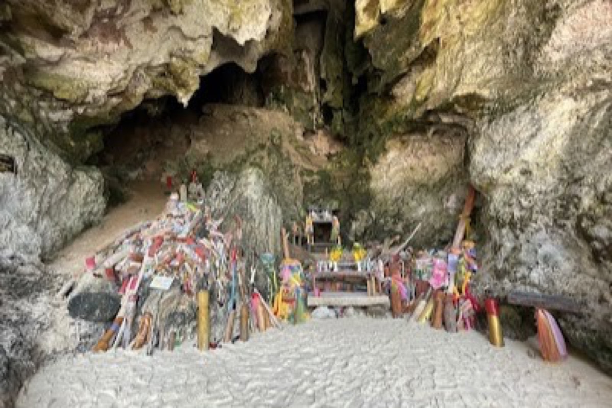 Phra Nang shrine cave and karst cliffs at the southern tip of the Railay peninsula