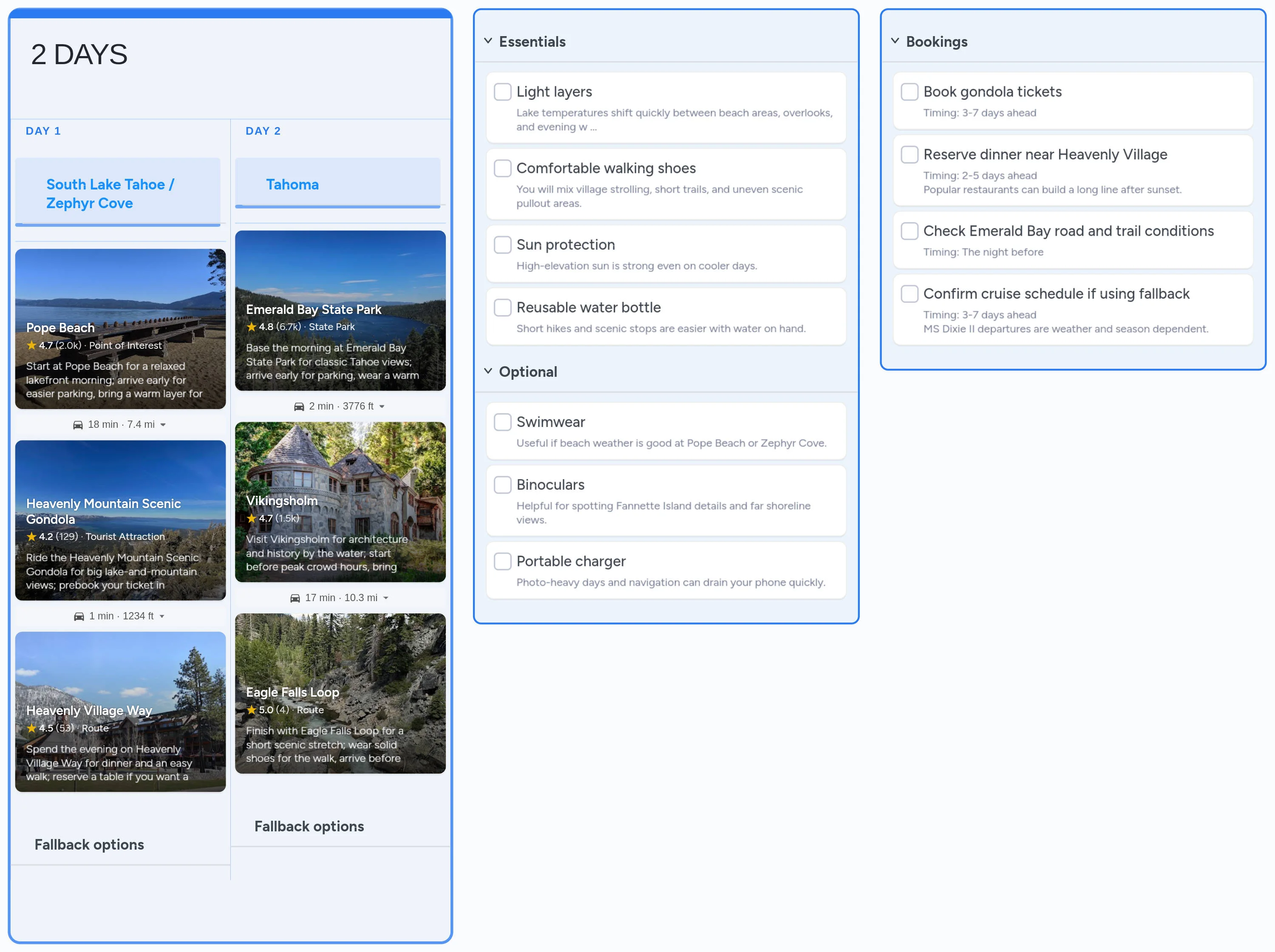 Lake Tahoe template board preview