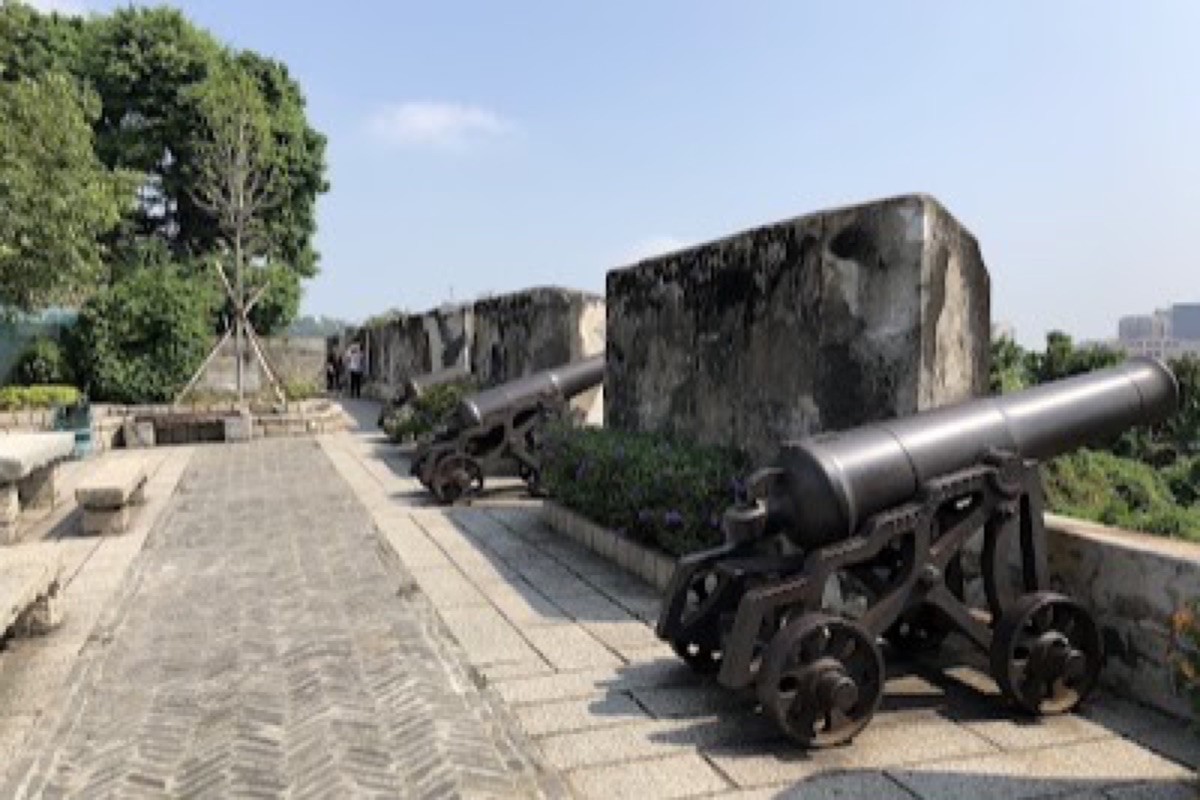 Monte Fort ramparts with old cannons and panoramic views over Macau's old town