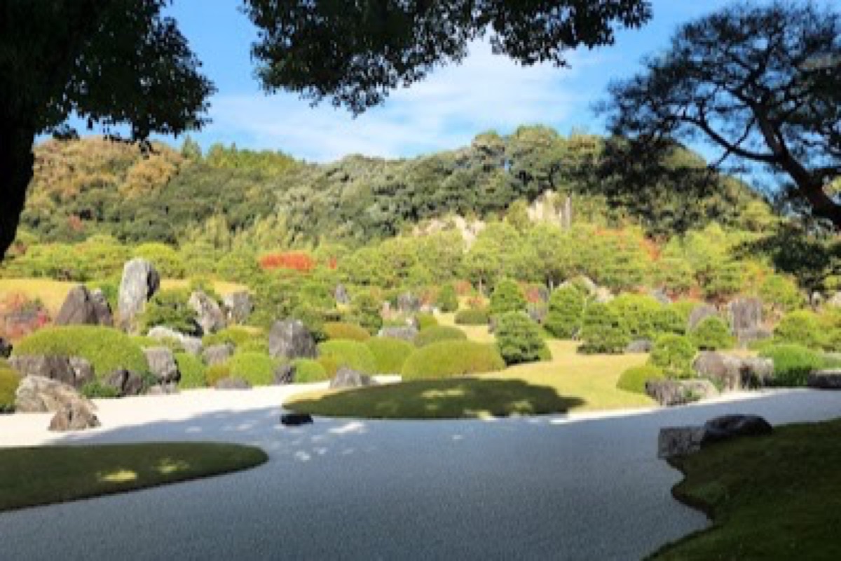 Adachi Museum of Art award-winning Japanese garden viewed through gallery windows in Yasugi