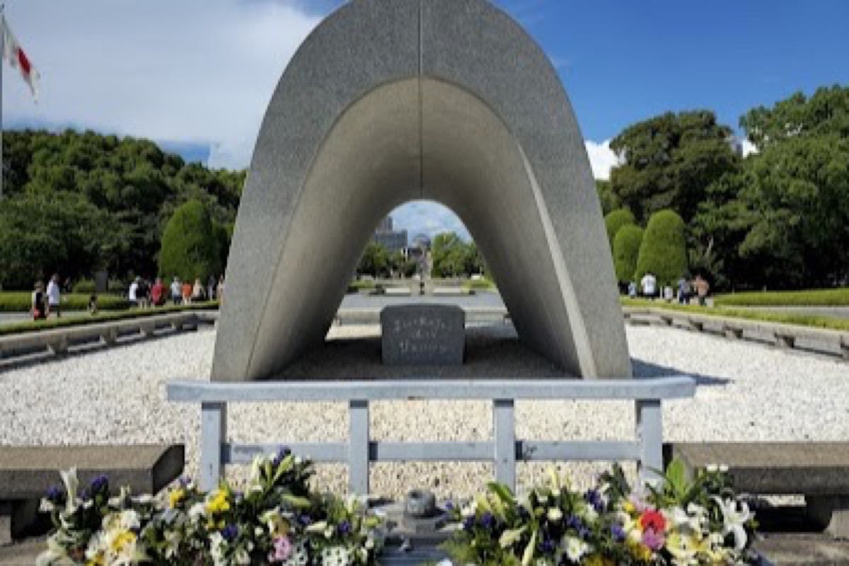 Atomic Bomb Dome reflected in the river at Hiroshima Peace Memorial Park