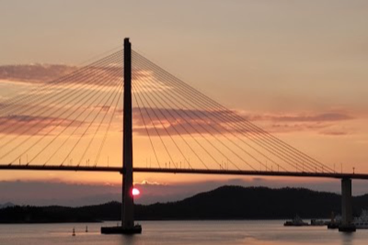 Mokpo Skywalk glass-bottomed walkway extending over coastal cliffs with views of Gatbawi Rock