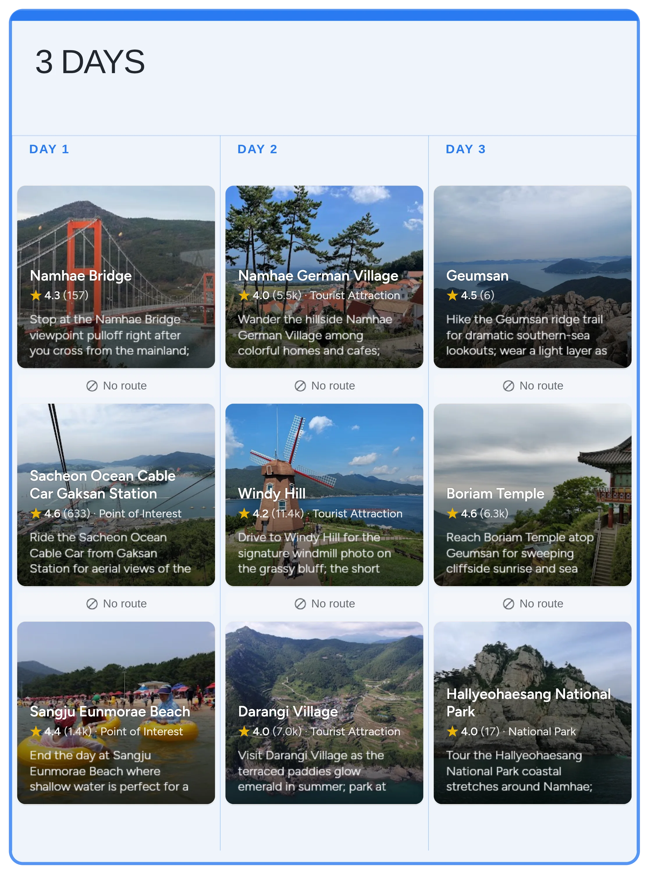 Namhae calendar template preview