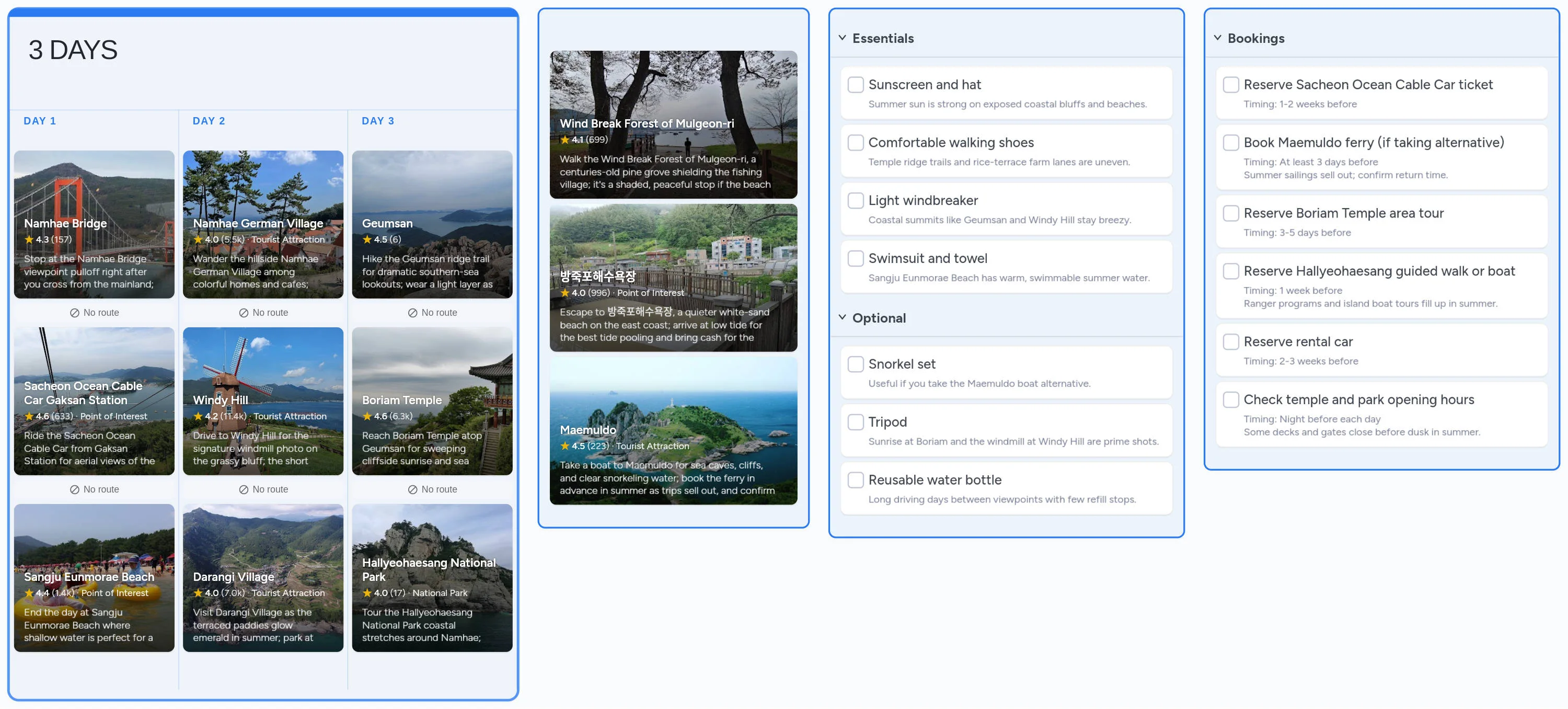 Namhae template board preview