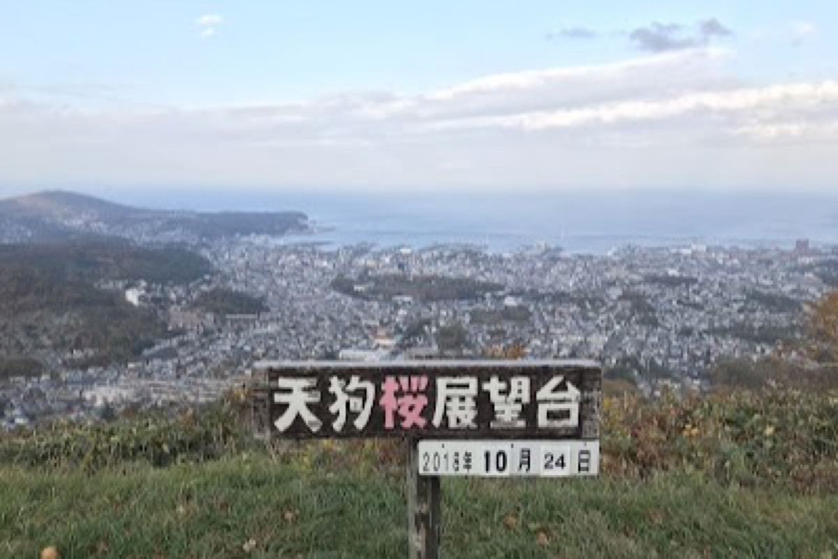 Mt. Tenguyama observation deck overlooking Otaru and the Sea of Japan coastline