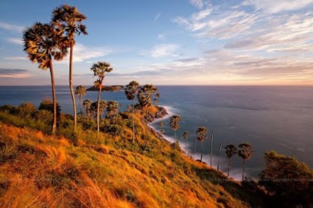 Promthep Cape sunset viewpoint over the Andaman Sea and offshore islands