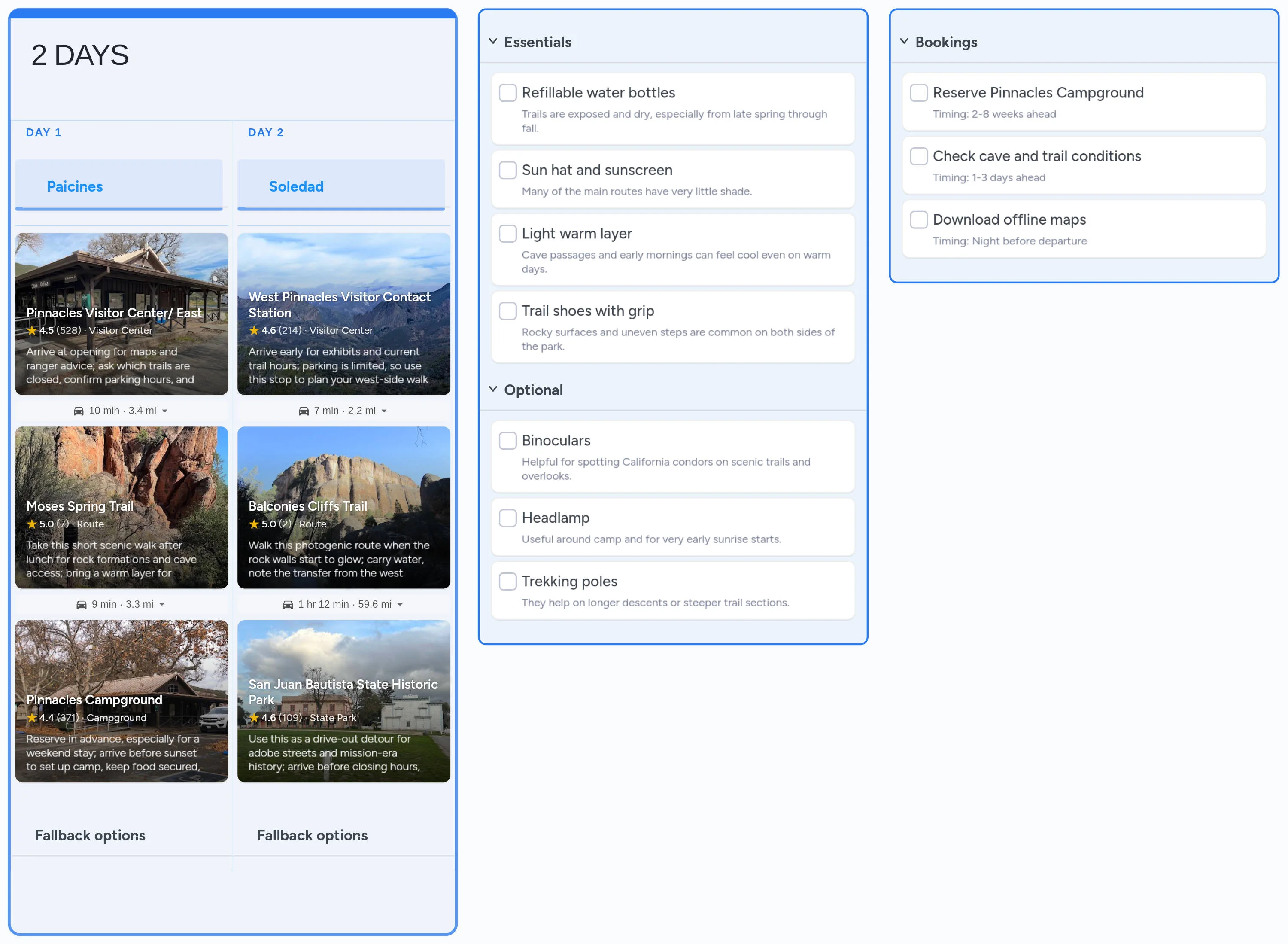 Pinnacles National Park template board preview