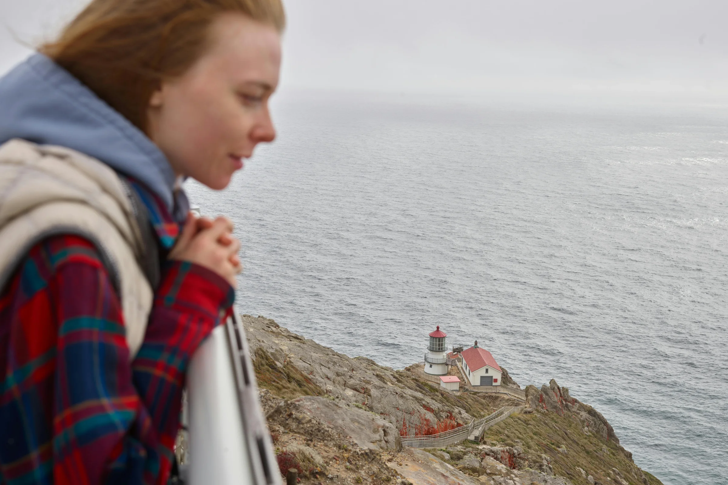 Point Reyes Lighthouse on rugged coastal cliffs in California