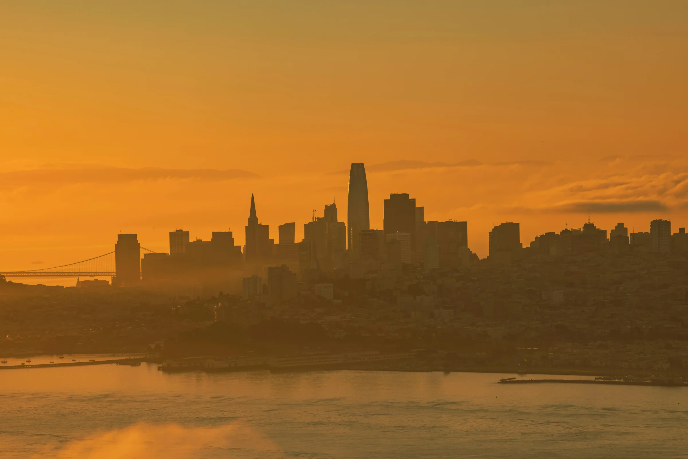Golden-hour view of downtown San Jose skyline in California