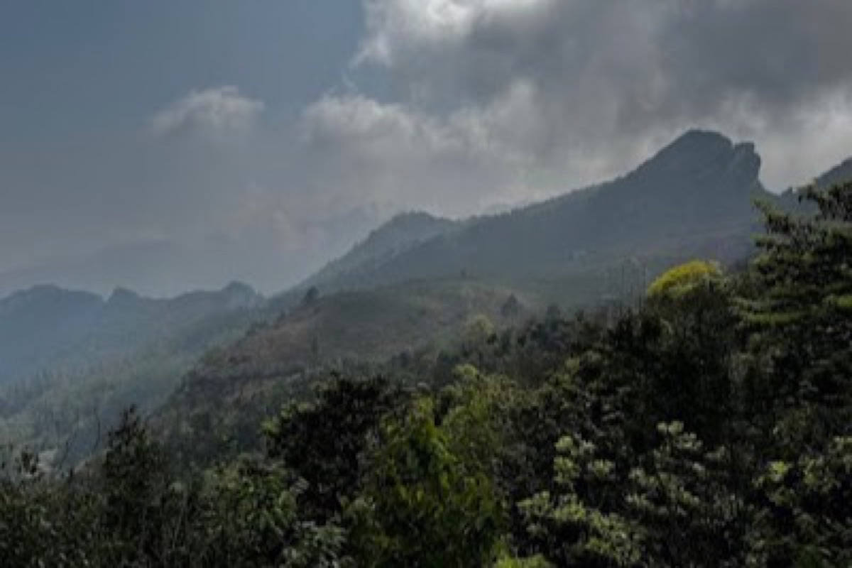 Panoramic terrace over the Sapa valley at sunset from the Ham Rong Mountain gardens