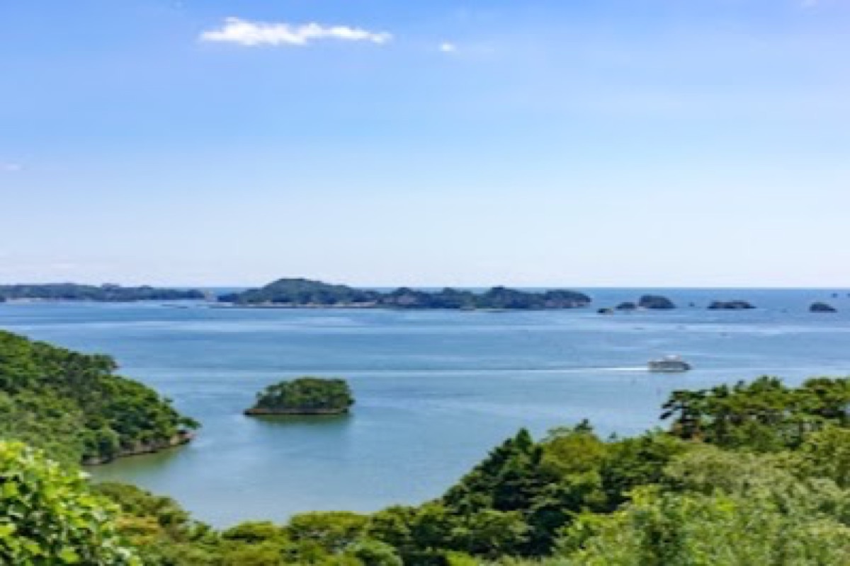 Matsushima Bay cruise view with pine-covered islands
