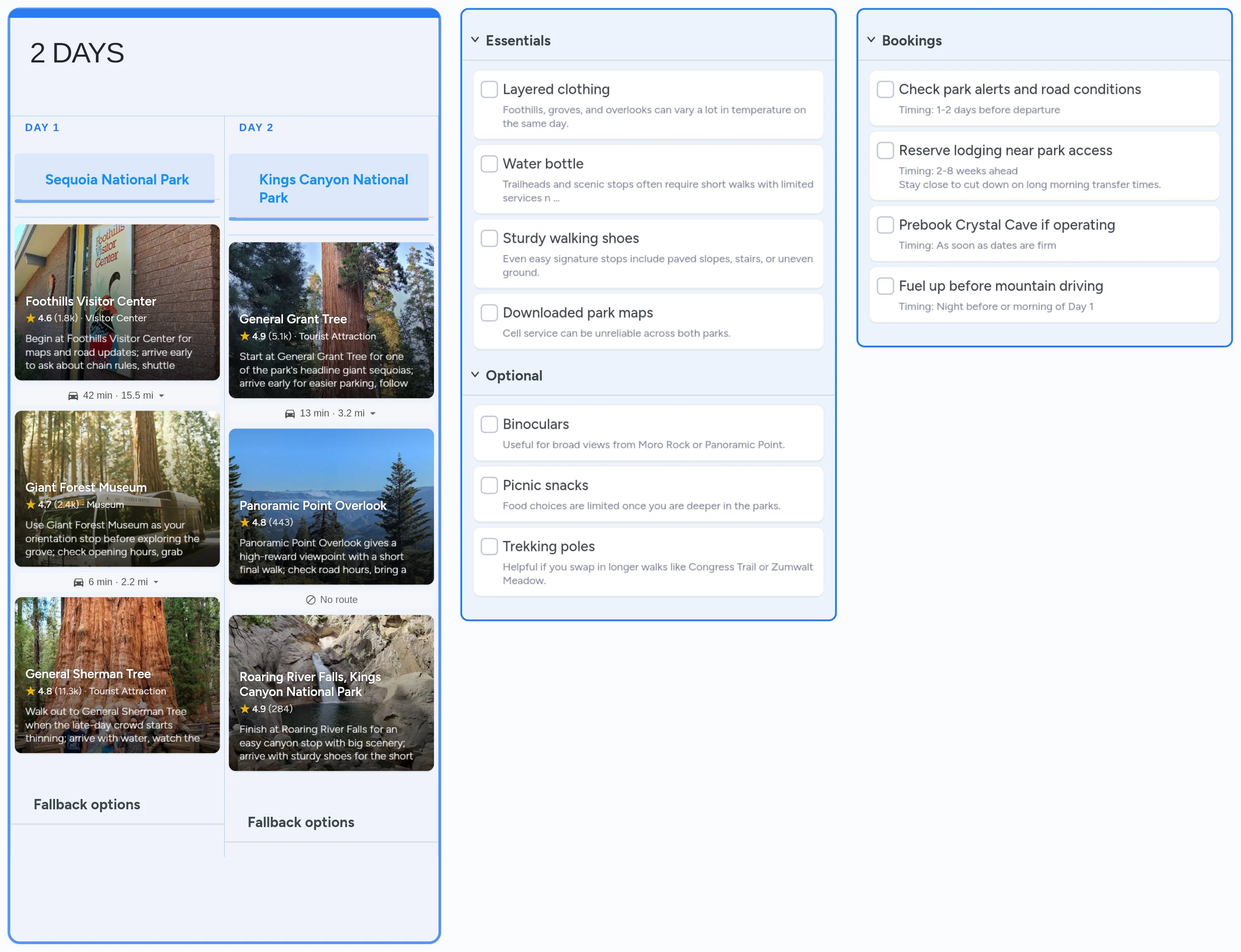 Sequoia & Kings Canyon National Parks template board preview