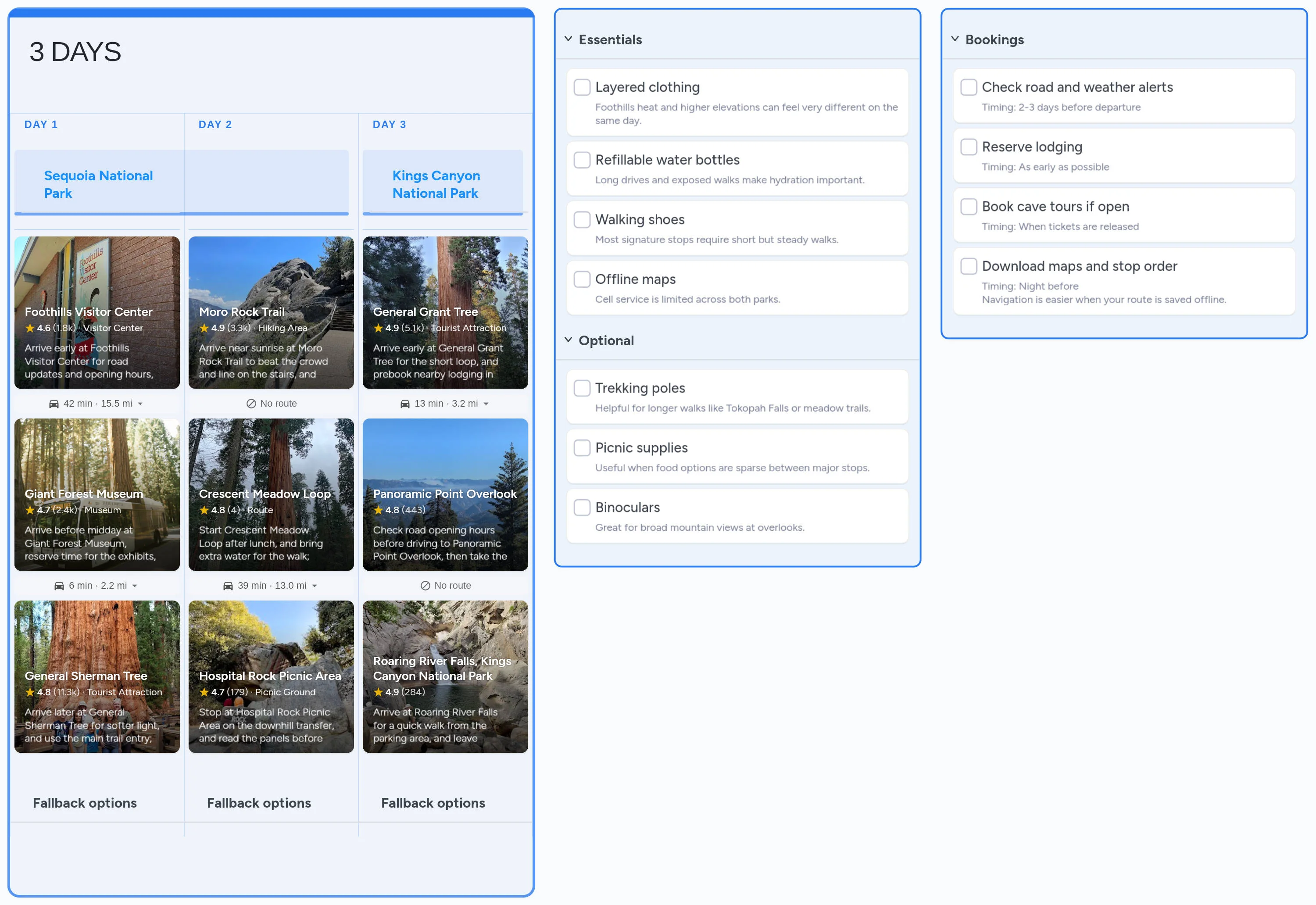 Sequoia & Kings Canyon National Parks template board preview