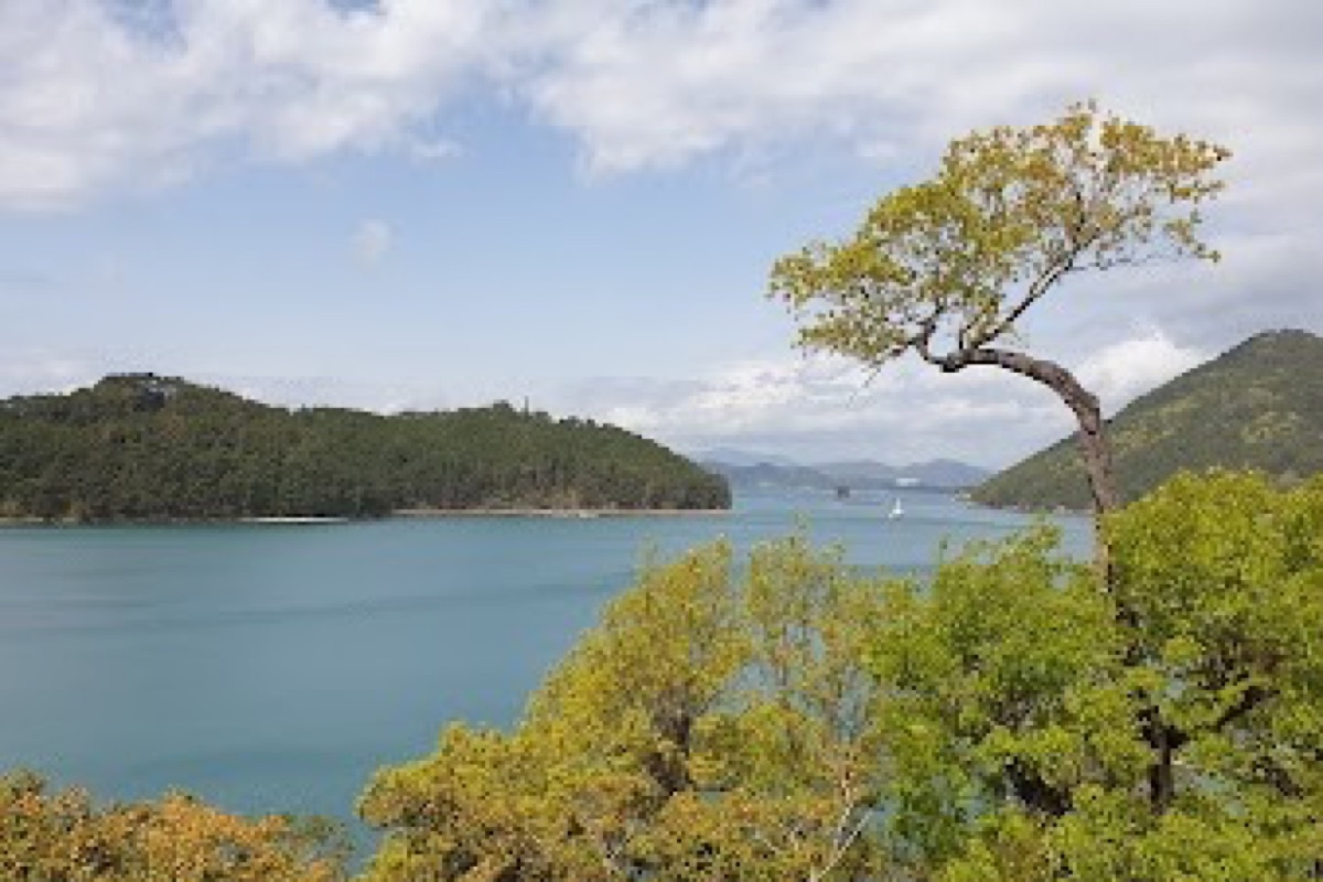 Hansando Island Admiral Yi Sun-Sin shrine and forested trails overlooking coastal coves near Tongyeong
