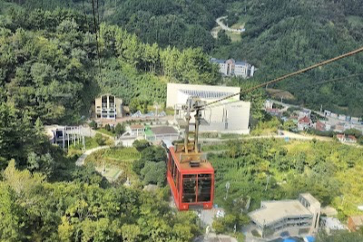 Dokdo Observatory clifftop viewpoint above Jeodong Harbor with ocean views toward Dokdo on Ulleungdo