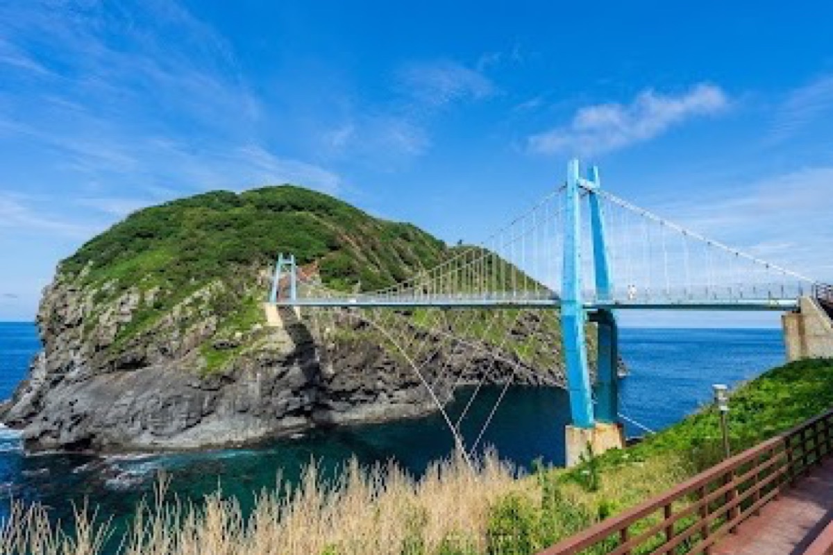 Gwaneumdo Island footbridge and sea cave tunnel on the coast of Ulleungdo