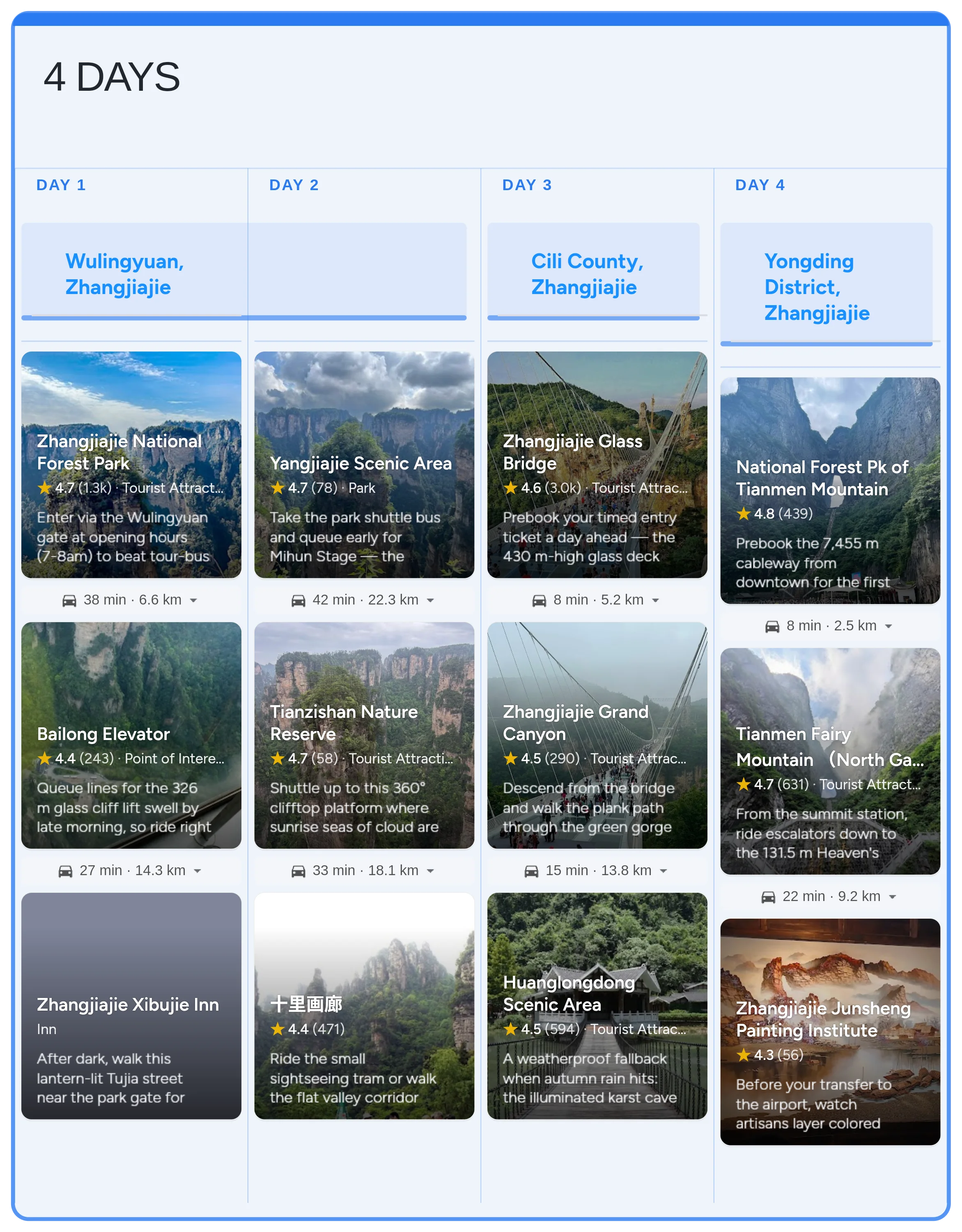 Zhangjiajie calendar template preview